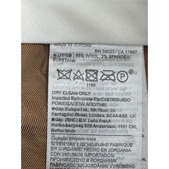 Banana Republic Italian Wool Trousers Tan Straight Leg High Waist Business 12 - Picture 6 of 10